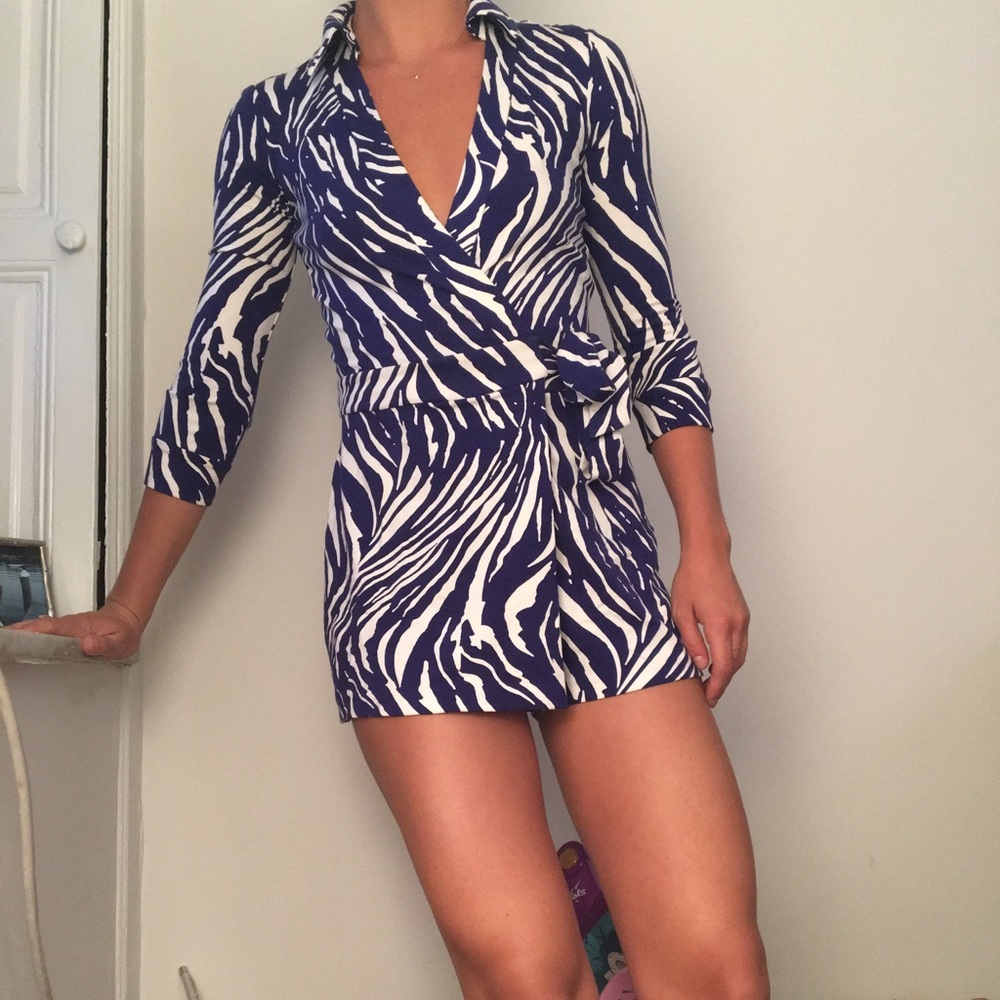 DVF Zebra  wrap romper